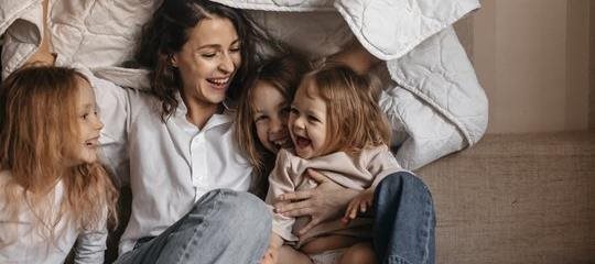 Family laughing.